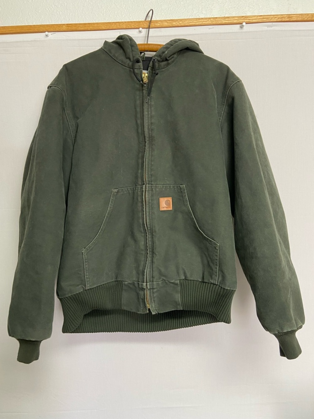 Carhartt Vintage J130 MOS Moss Green Hooded Quilt-Lined Canvas Jacket